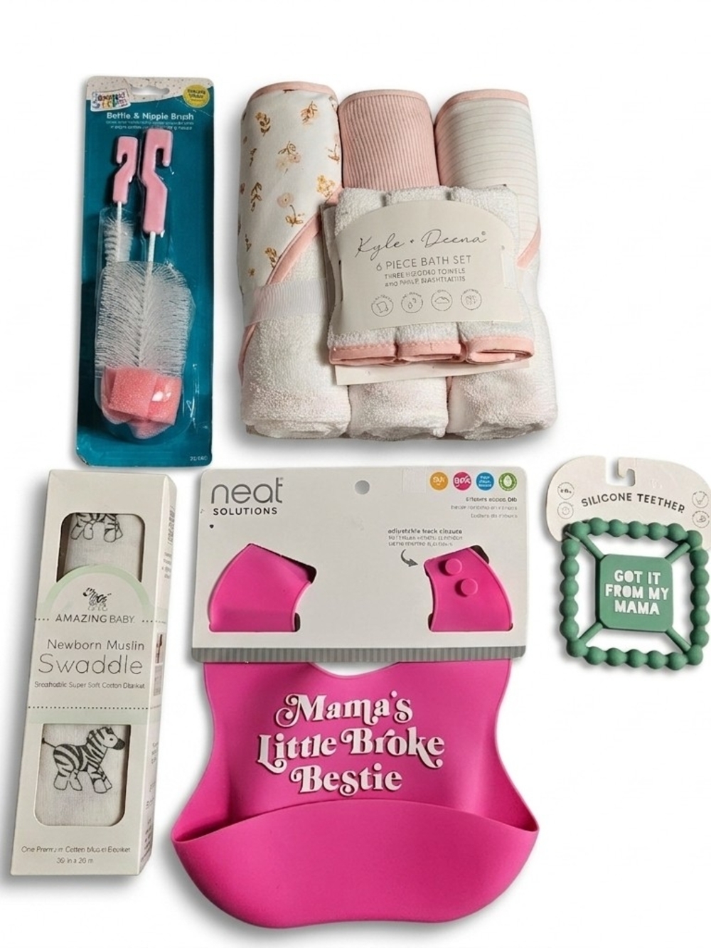 NWT Newborn Baby Shower Gift Essentials Bundle 5pc Set Pink